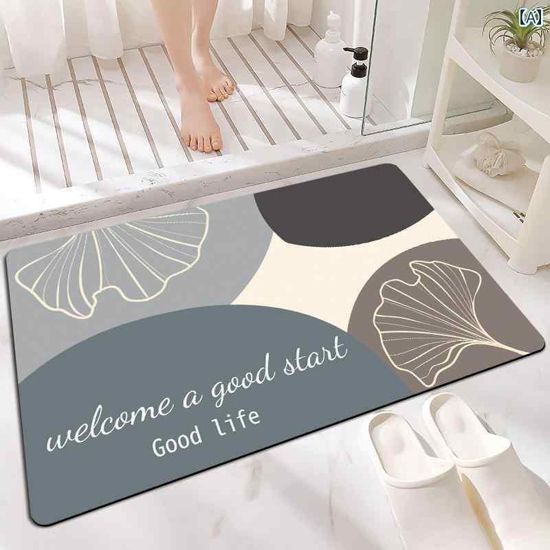 バスマット おしゃれ 浴室 バス ルーム ドア マット 珪 藻 土 吸収 滑り止め トイレ カー ペット フロア シリコン