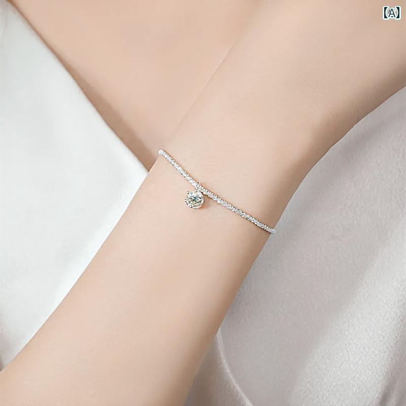 アンクレット ジュエリー おしゃれ Farmana 同じ スタイル 925 スター リング シルバー 輝く モ アッサ ナイト アンクレット ブレスレット 女性...