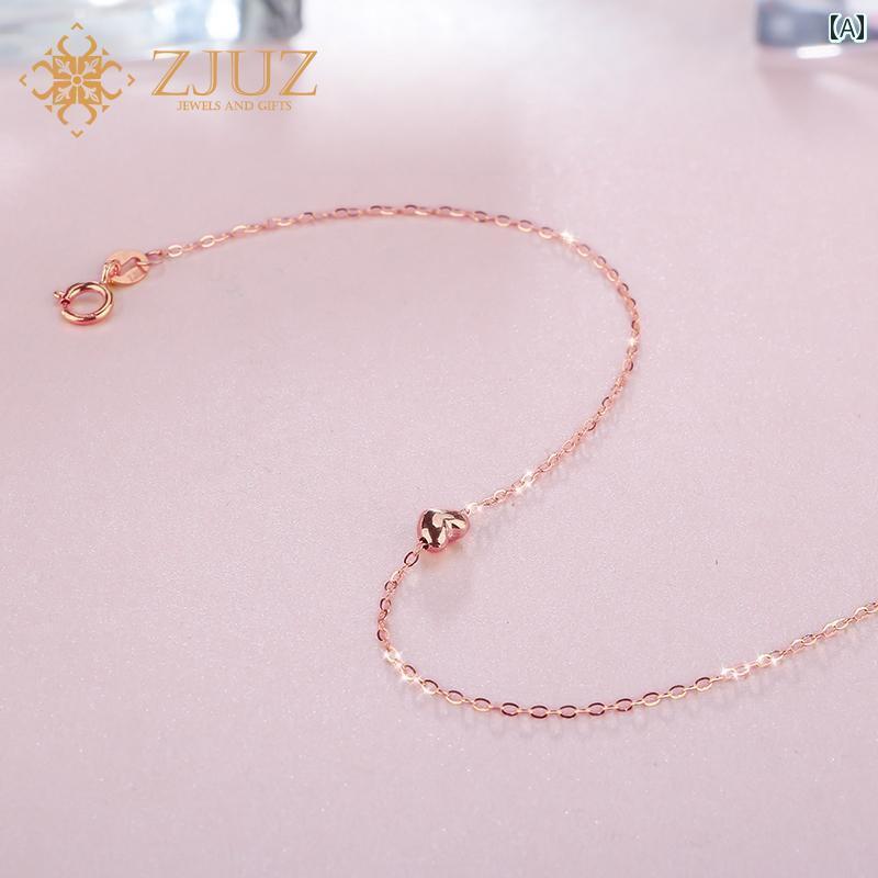 アンクレット ジュエリー おしゃれ ZJUZ カラフル ゴールド アンクレット レディース au 750 18 K シン ハート 彼女への 中国 バレンタイン ...