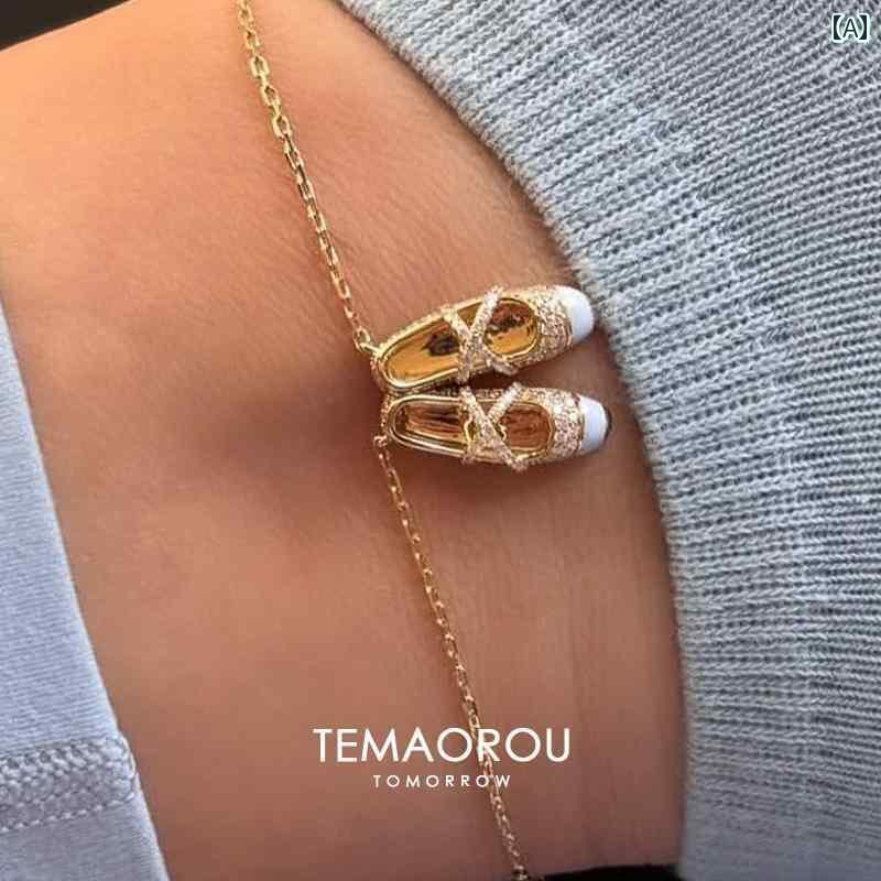 アンクレット ジュエリー おしゃれ ブルーの バレエ シューズ ペンダント。 女性用。 薄型 アンクレッ..