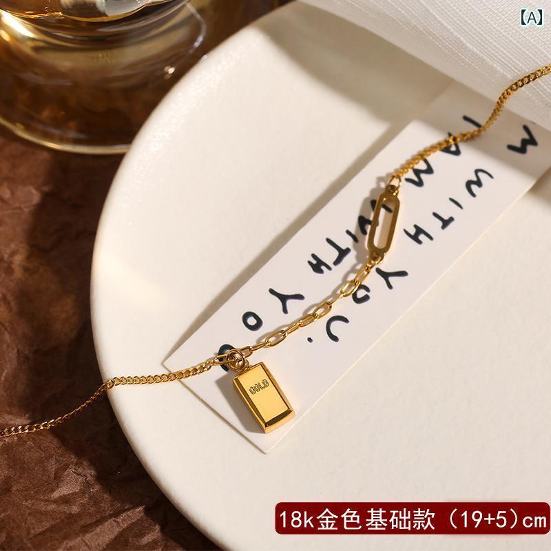 アンクレット ジュエリー おしゃれ 女性用 小さい ゴールド レンガ アンクレット 2024 高級 18 K 長め ..