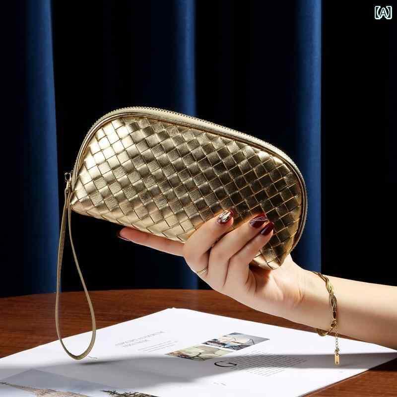 クラッチバッグ レディース 高級 手織り 革 ハンドバッグ大容量小銭入れ レディース 2024 シープスキン 小さい ハンドバッグ スマートフォンを 保持