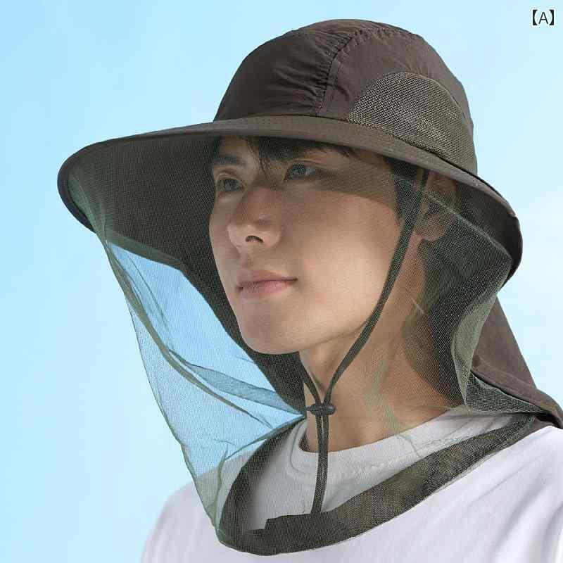 釣り アウトドア 日焼け防止　帽子 夏用 メンズ 養 蜂 用 防蚊 日焼け防止 サンシェード 夜 釣り 帽子 ..