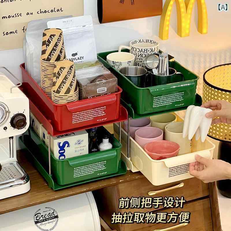 キッチン 収納 ボックス スナック 収納 デスク トップ 家庭用 引き出し 式 多機能 キャスター 付き ス..