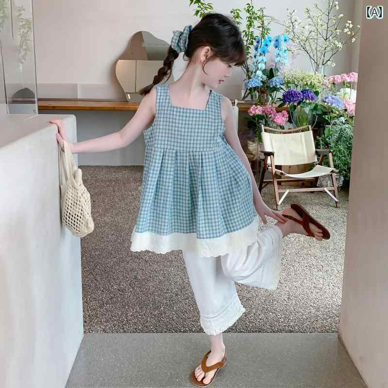 子供服 カジュアル パンツ セット 女の子 夏の スーツ 2025 子供服の カジュアル サスペンダー スカート 子供の ツーピース 薄手