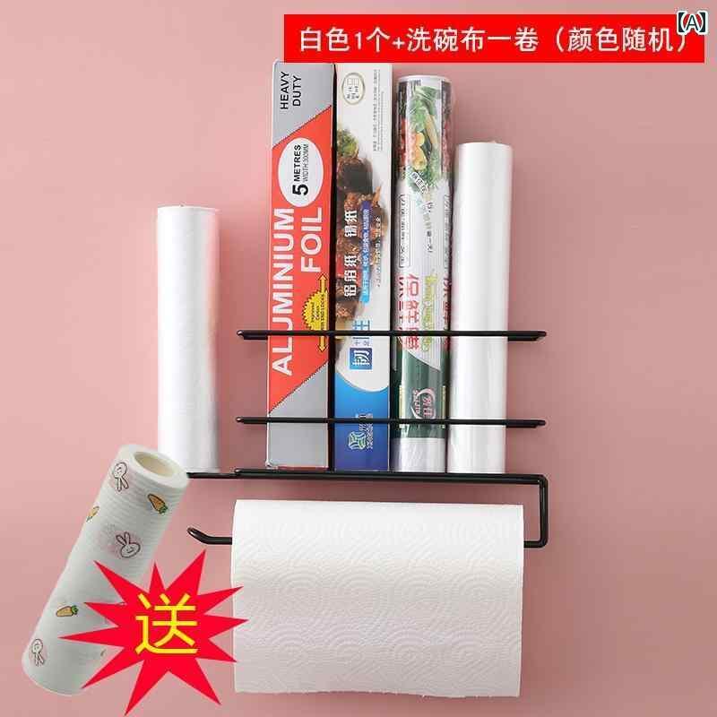 キッチン ペーパー ホルダー ラップ 収納 ラック パンチ フリー 冷蔵 庫 サイドウォール キッチン ペーパー タオル 鮮度 保持 バッグ