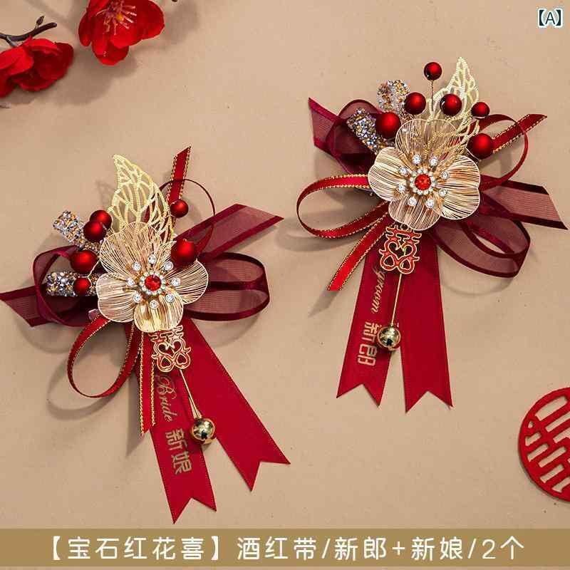 コサージュ パーティー アクセサリー ウェディング コサージュ フル セット ファミリー 用品 花嫁と 花婿 高級 ブローチ 胸の 花 手首の