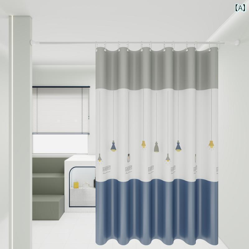 浴室用 シャワーカーテン おしゃれ 浴室 シャワー カーテン PEVA 防水 パンチ フリー セット 防 湿 カビ 吊り下げ 間仕切り