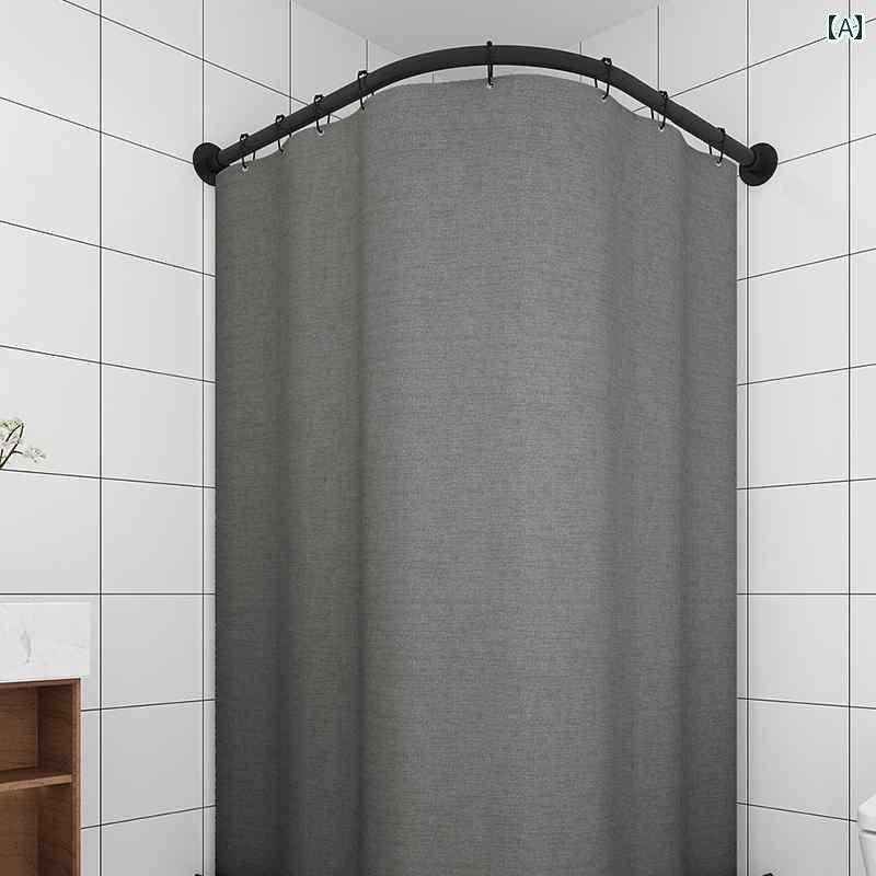 浴室用 シャワーカーテン おしゃれ 湾曲 した シャワー カーテン ロッド セット 浴室 パンチングなし パーティション 吊り下げ 防水 布