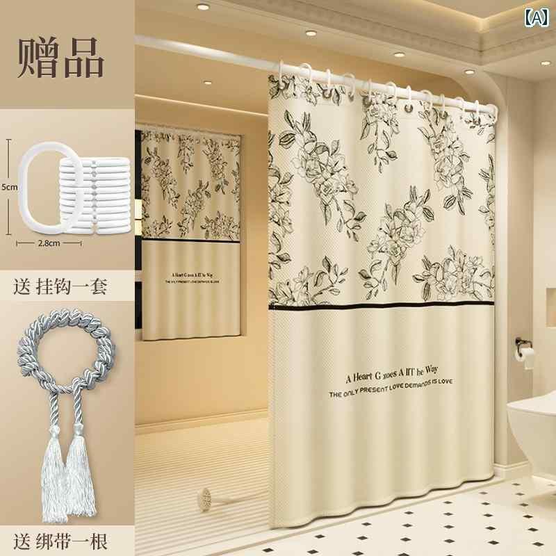 浴室用 シャワーカーテン おしゃれ 2024年新 シャワー カーテン 仕切り 防水 防 カビ 高級 浴室 伸縮 ロッド 厚手 裾 加重 ドロップ クロス 速乾