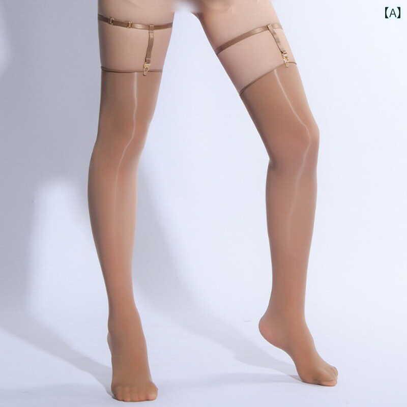 ガーター ベルト ソックス 調節可能 レッグリング ガーターベルト ソックス エッジ ストッキングなし オイリー ガーターストッキング セット レディース 薄型...