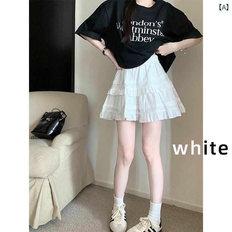 プリーツ スカート レディース ホワイト レースの ショート スカート レディース 春秋 夏 2024年 バレ..