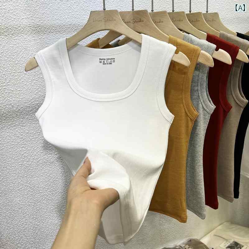 ニット キャミソール レディース 2025夏の ノースリーブベスト。 胸の サイドを カバー し リブ 編み ..