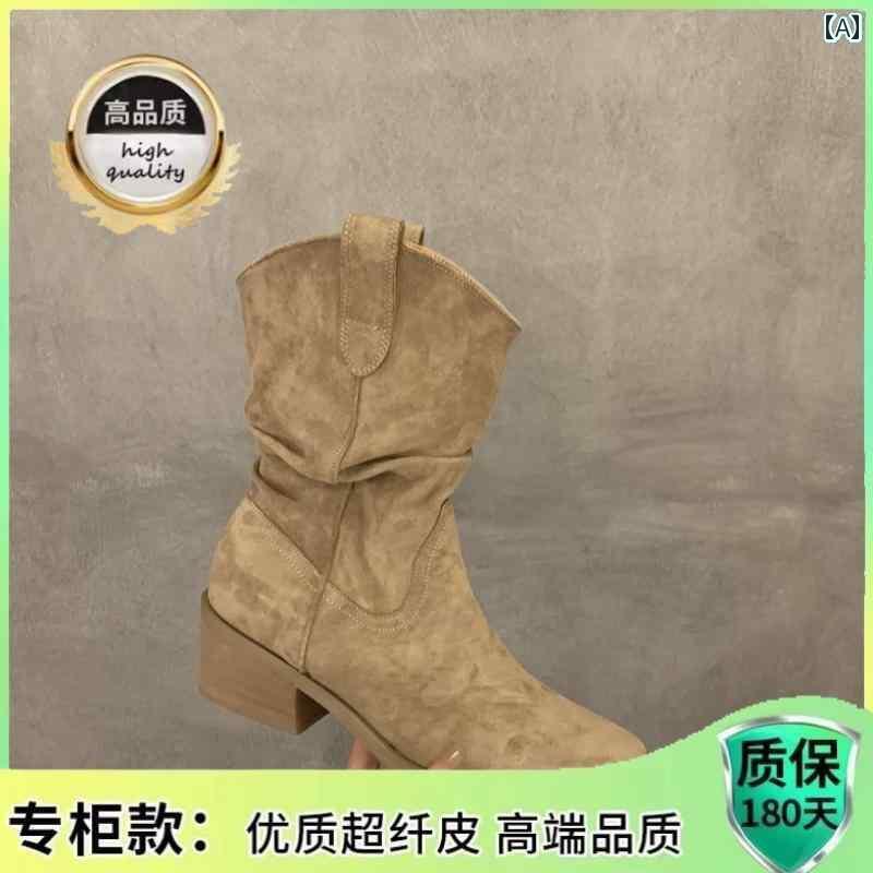 ブーティ おしゃれ ブーツ ハイヒールの レトロ ウエスタン カウボーイブーツ V 口 ブーツ レディース..