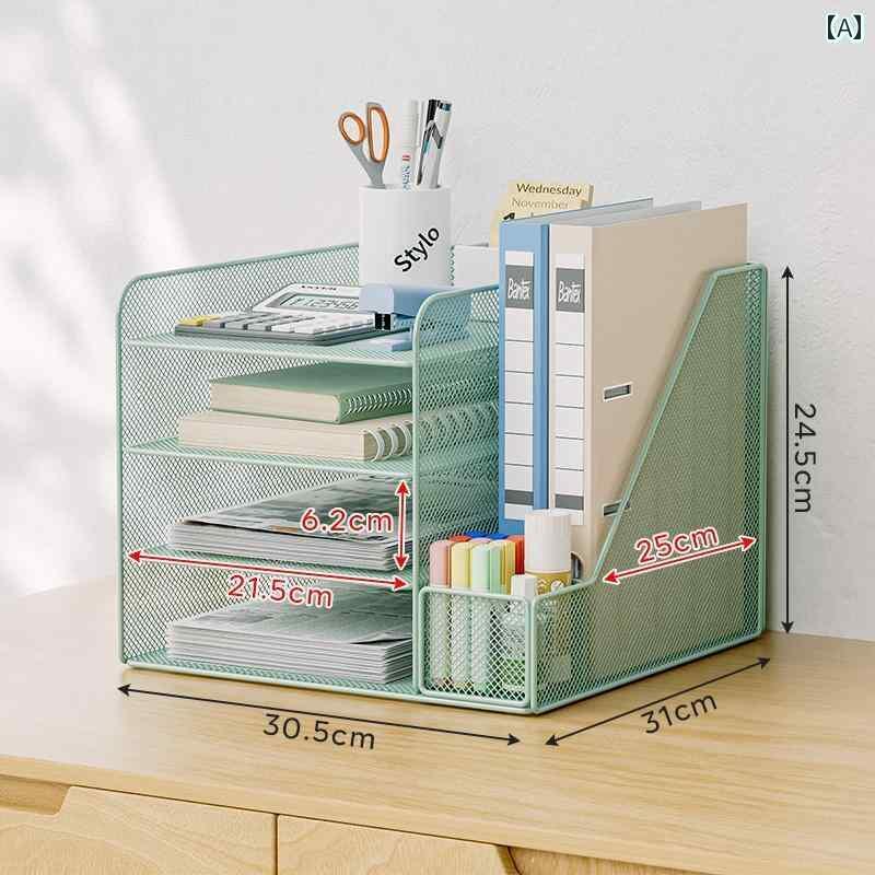 デスク 収納 ボックス デスク トップ ファイル 収納 ラック オフィス フォルダー ボックス 金属製 ブッ..