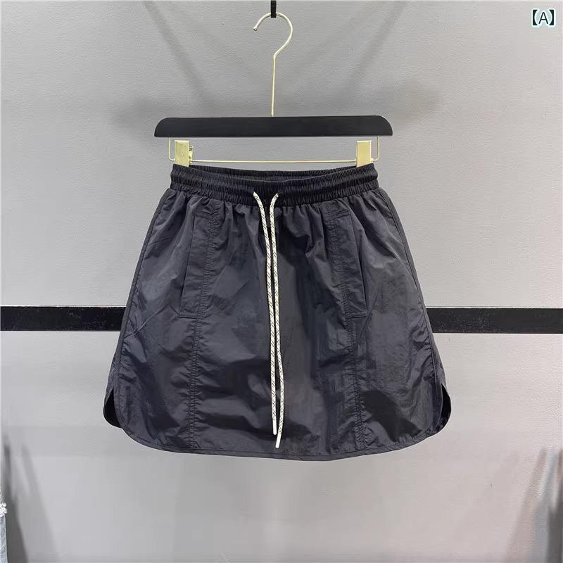 キュロット スカート スタイリッシュ アメリカン ワークウェア スカート 女性用 2024夏 ハイウエスト 露出 防止 aライン パンツ レイ ヤード スポーツ ヨガ