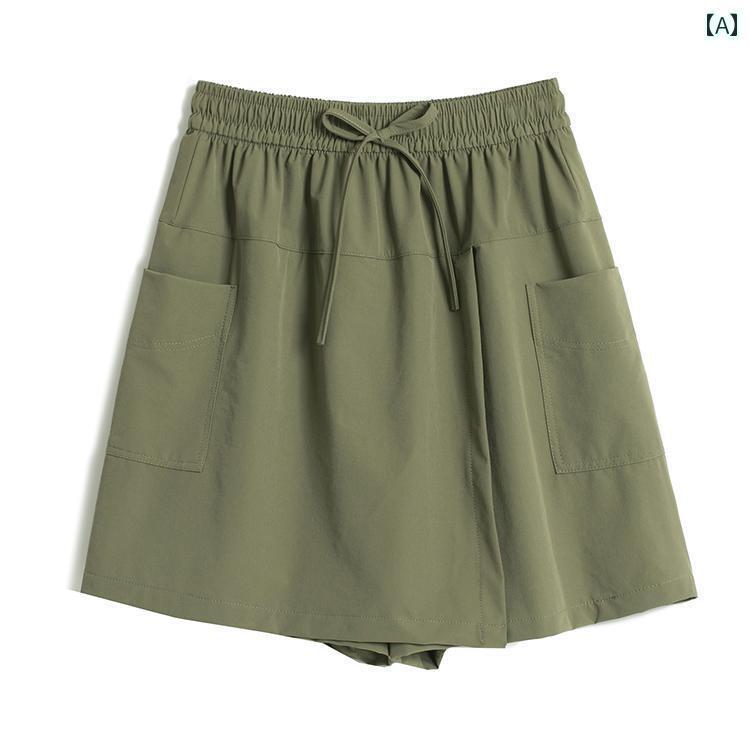 キュロット スカート スタイリッシュ 前面と 背面の カバー フェイク ツーピース スカート パンツ 大き..