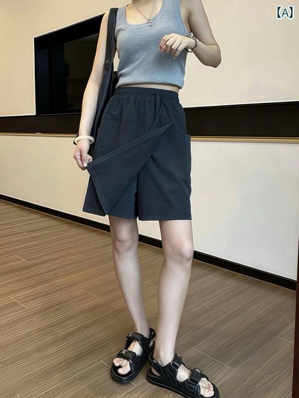 キュロット スカート スタイリッシュ アメリカン オーバー オール スカート レディース 夏 薄手 大きいサイズ 太め mm ゆったり スリム ファッション ワイド レッグ ハイウエスト