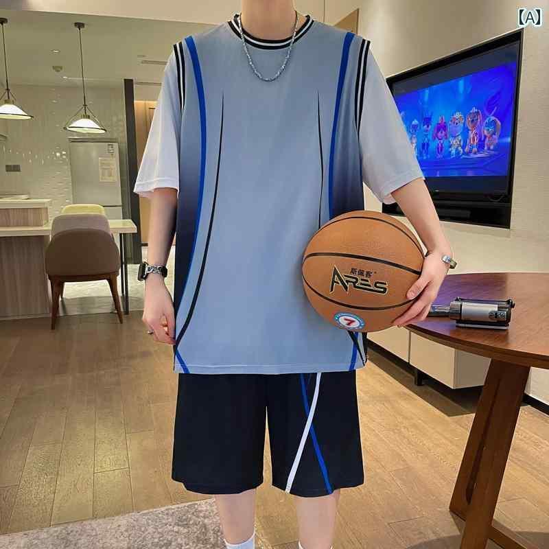 メンズ バスケットボール ウェア 冷感 半袖 Tシャツ 男の子 中学生 バスケットボール ユニフォーム ス..