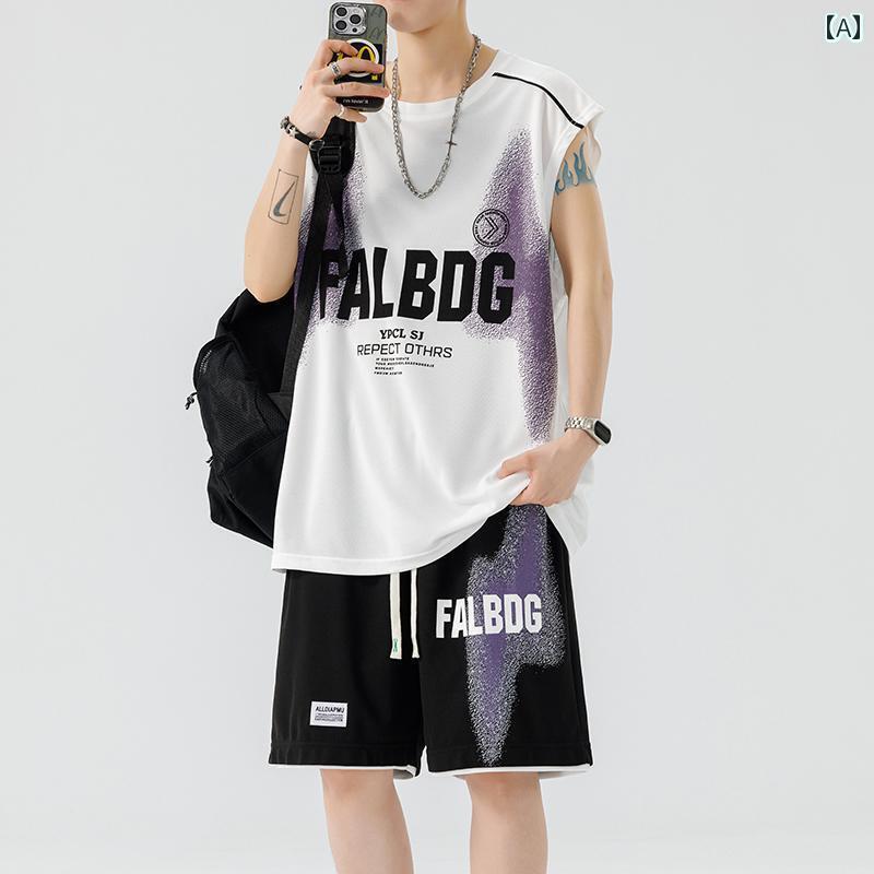 メンズ バスケットボール ウェア 夏 用 冷感 速乾 Tシャツ 男の子 中学生 高校生 ベスト ジャージ スー..