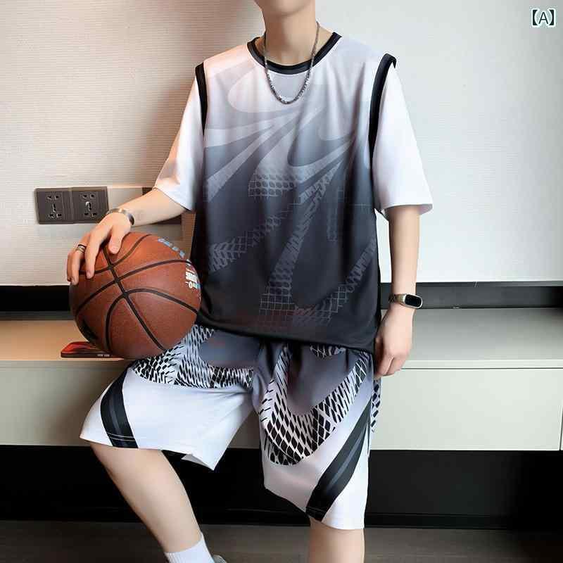 メンズ バスケットボール ウェア 男の子 ティーンエイジャー 中学生 大きい 子供 速乾の バスケットボ..