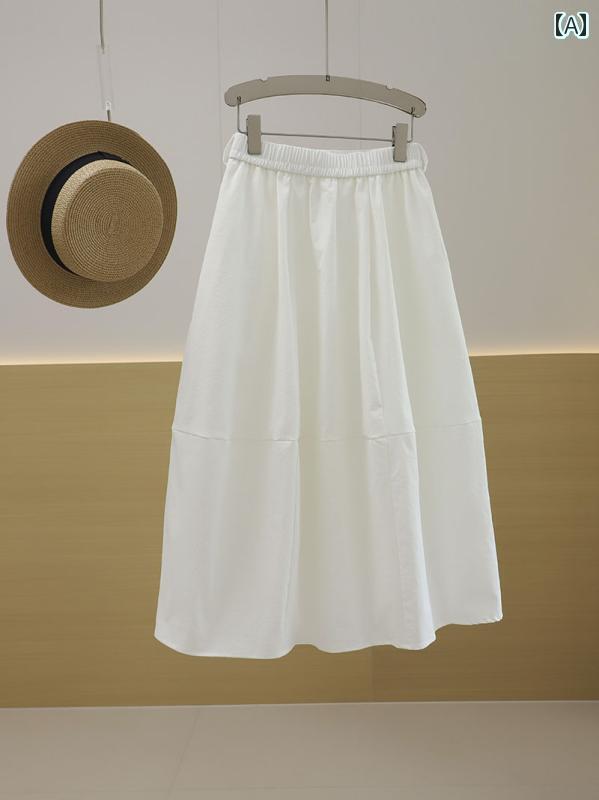 コクーン スカート レディース しわに なりにくい リキッド コットンの 春夏用 薄手 伸縮性 ハイウエス..