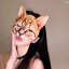 仮面 パーティ コスプレ シミュレーション 立体 子猫 マスク 半面 ダンス パフォーマンス 動物 ハロウ..