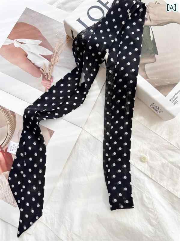 スカーフ リボン おしゃれ 高級 フランス製 レトロ マルベリー シルク 細身 ロングス モール シルクスカーフ 女性用 水玉 ネクタイ 流線型 スカーフ