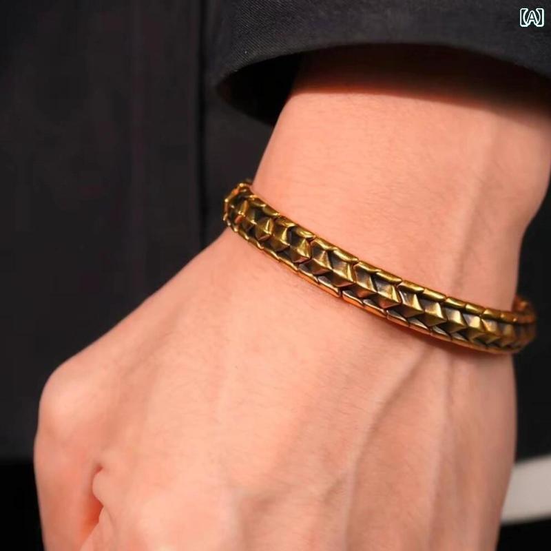 バングル ブレスレット メンズ 辰年 干支 レトロ 個性 ブラックドラゴン スケール ブレスレット メンズ..