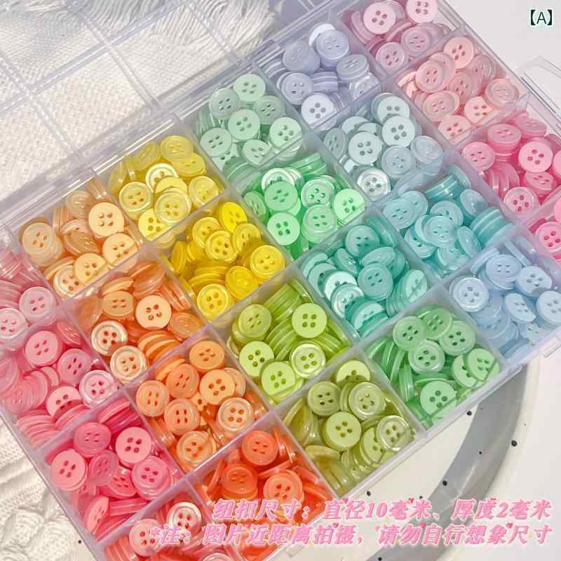 パッチワーク クラフト 材料 DIY マカロン カラーの パール 光沢の ある 四つ目 樹脂 ボタン シャツ DI..