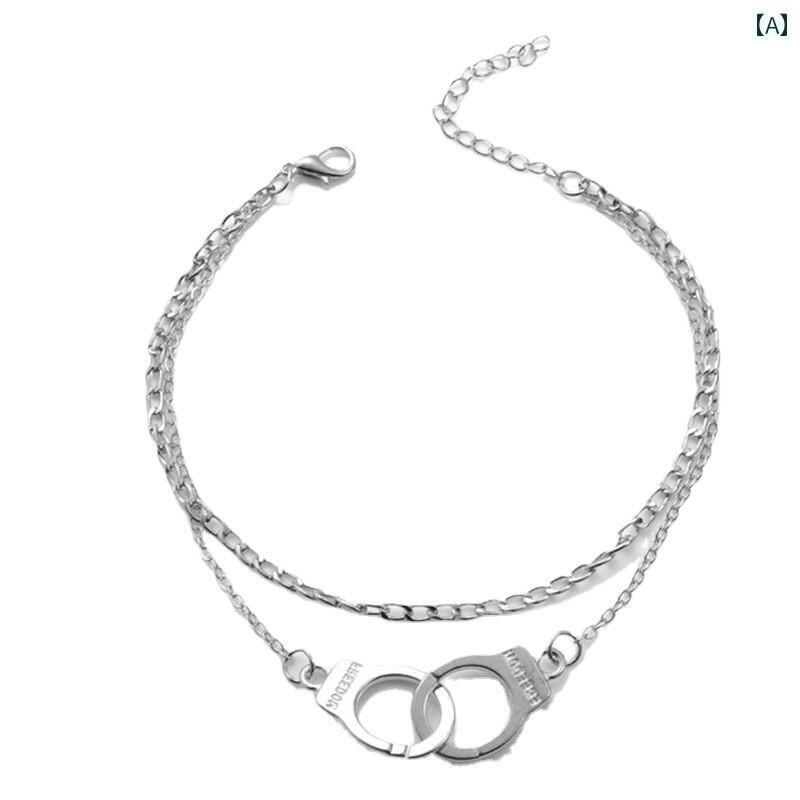 アンクレット アクセサリー メンズ メンズ 美しい 足 キューバン チェーン セクシー シンプルの 金属 手錠 ビーチ アンクレット ファッション 個性 フット...