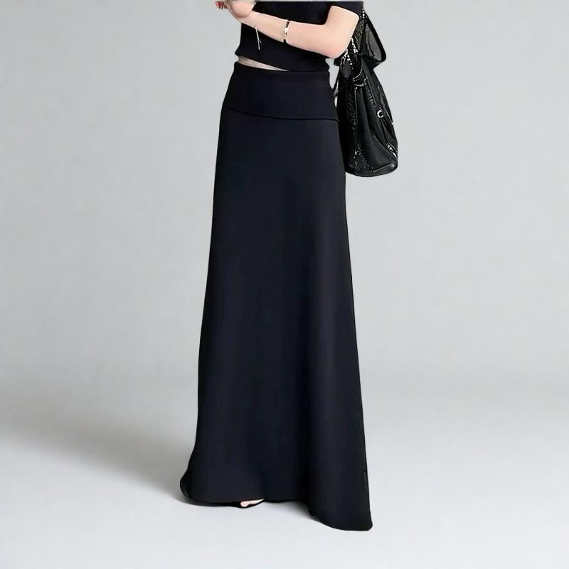 合わせやすい フレア スカート ロング ステップ スカート ハーフ 丈 女性 2025 春夏 モップ ハイウエス..