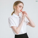 事務服 セット アップ レディース 作業着 夏用 プロ フォーマルウェア 白 公務 員 シャツ レディース 半袖 スーツ 青 丸 襟 面接