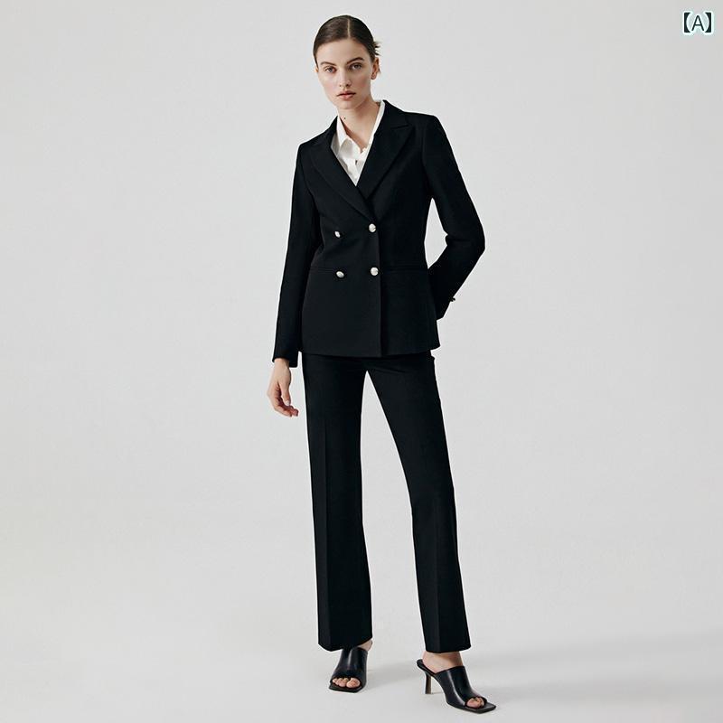 お仕事用 事務 セット アップ スーツ Lelenth エレガントで な ブレザー レディース フォーマル ブラック 面接 プロ スーツ 高級 通勤