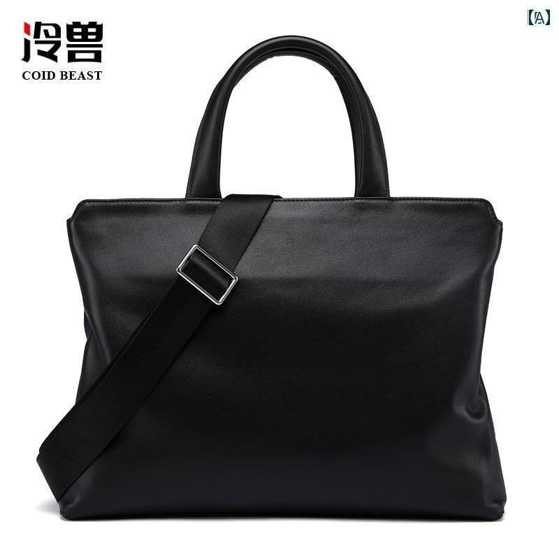 メンズ ビジネス バッグ Lengshou ハンドバッグ 革 メンズ ブリーフケース ビジネス カジュアル トップ..