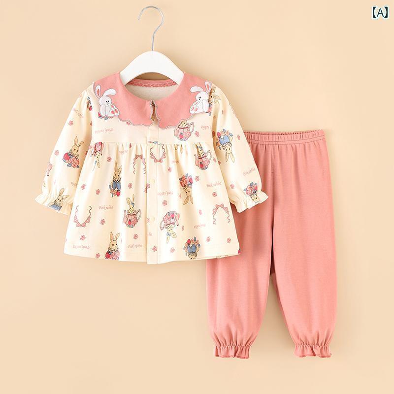 上下セット ベビー服 快適 女の子 スーツ 春服 2025 赤ちゃんの 子供の 春秋服 綿 スプリット 韓国 女性