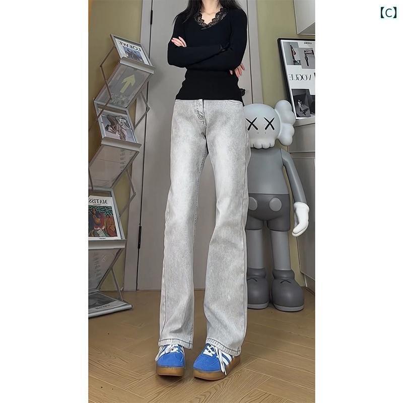 フレア パンツ ストリート クリーン フィット ホワイト シミター ジーンズ メンズ トール 丈 ロング バイブパンツ ストレート レッグ ノンスティック フレアパンツ