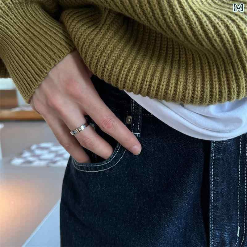 指輪 リング メンズ 個性的な の メンズ 人差し指 リング シングル イン シンプル チタン スチール コールド スタイル 中指 レディース ローズゴールド