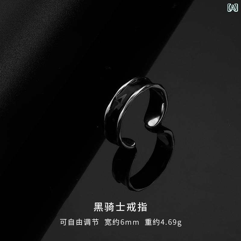 指輪 リング メンズ 925 スター リング シルバー メンズリング ブラック ハイエンド クール オープン 男性 シングル