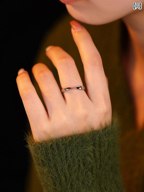 指輪 リング メンズ シークレット ブルー メビウスリング カップル リング スター シルバー S925 メンズ プレーンリング プラチナ モ アッサ ナイト ラインストーン レディース