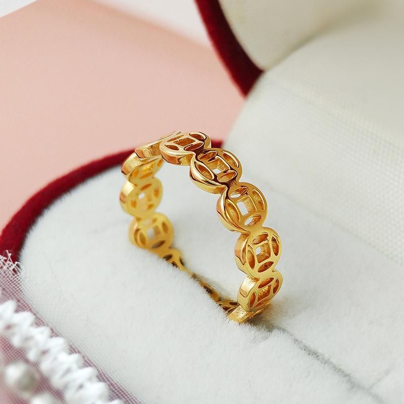 指輪 リング メンズ お 金を 引き寄せる 女性用 銅貨 金貨 男性用 高級 感を 強調 した チャイナ風 リ..