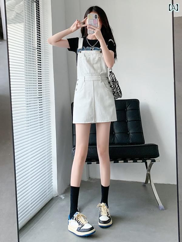 ジャンパー スカート オーバーオール ダーク ブルーデニム サスペンダー スカート レディース 春の スリム スタイル 2024年 小さい サイズ ゆったり スリミング 年齢を 感じさせにくい な ドレス