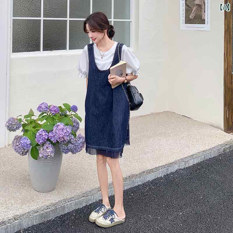 ゆったり ジャンパー スカート の タッセル デニムオーバーオール スカート スーツ 夏 レディース 2025 小さい 衣装 完全な セット