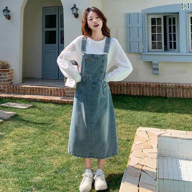 ゆったり ジャンパー スカート ブルー デニムオーバーオール スカート レディース 2025夏 ゆったり スリム 年齢を 感じさせにくい ワンピース ツーピース...