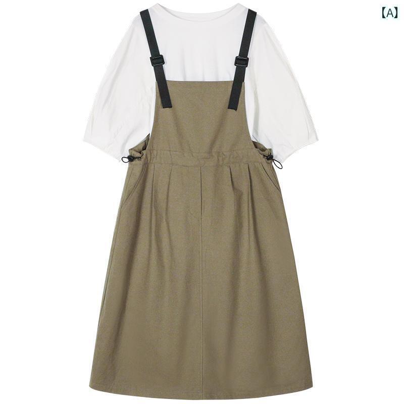 ゆったり ジャンパー スカート 中学生の 女の子年長児 高校生の 夏の サスペンダー スカート スーツ 太った 女の子が スリムに 見える サマー ドレス