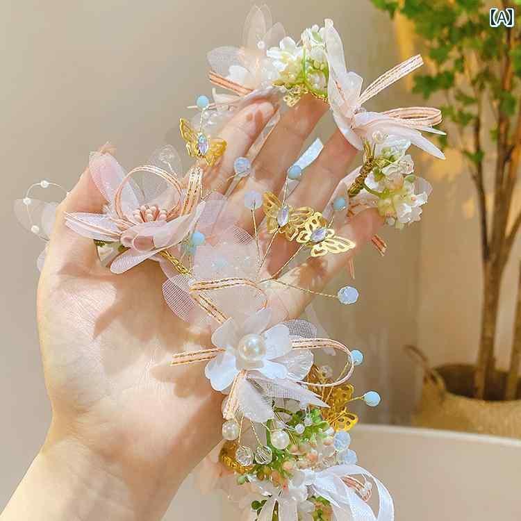 子供用 ヘアバンド リボン 夏の かわいい 小さい フェアリーの 花の 女の子 頭の 子供たちの 王女の 花..