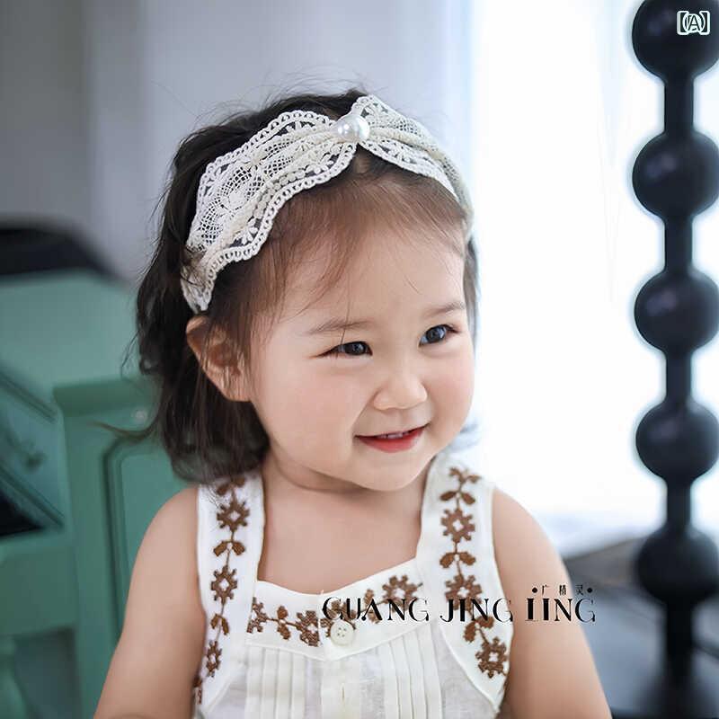 子供用 ヘアバンド リボン 韓国 子供用 ヘア アクセサリー レース プリンセス 女の子 ベビー フォンタネル ヘッド バンド 伸縮性の ある