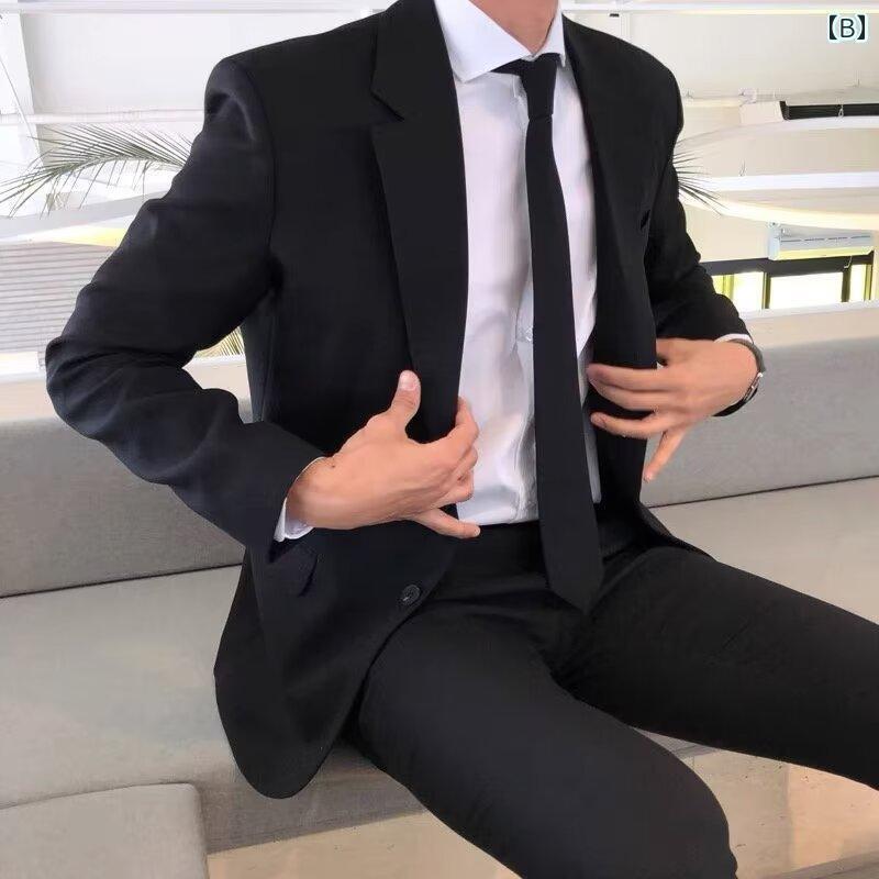 スーツ セットアップ メンズ 韓国 スリム スーツ メンズジャケット ブラック 学生 プロ フォーマルウェア ハイエンド スモール クラス ユニフォーム