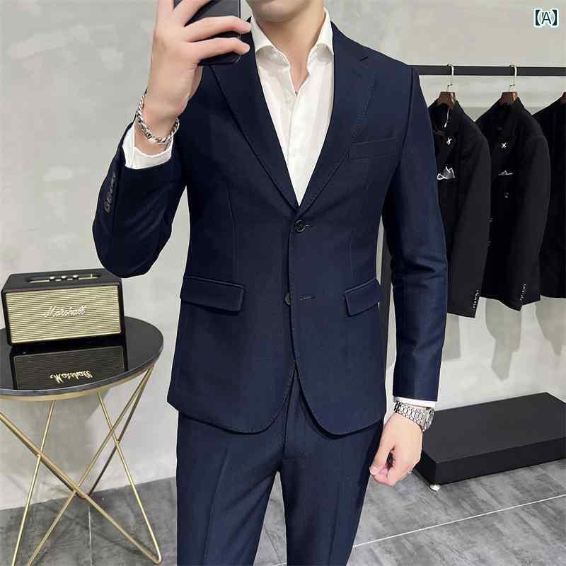 スーツ セットアップ メンズ 男性用 ブラウンの 2つ ボタン スーツ ハイエンド ビジネス カジュアル スモール ブレザー プロフィット ワークウェア