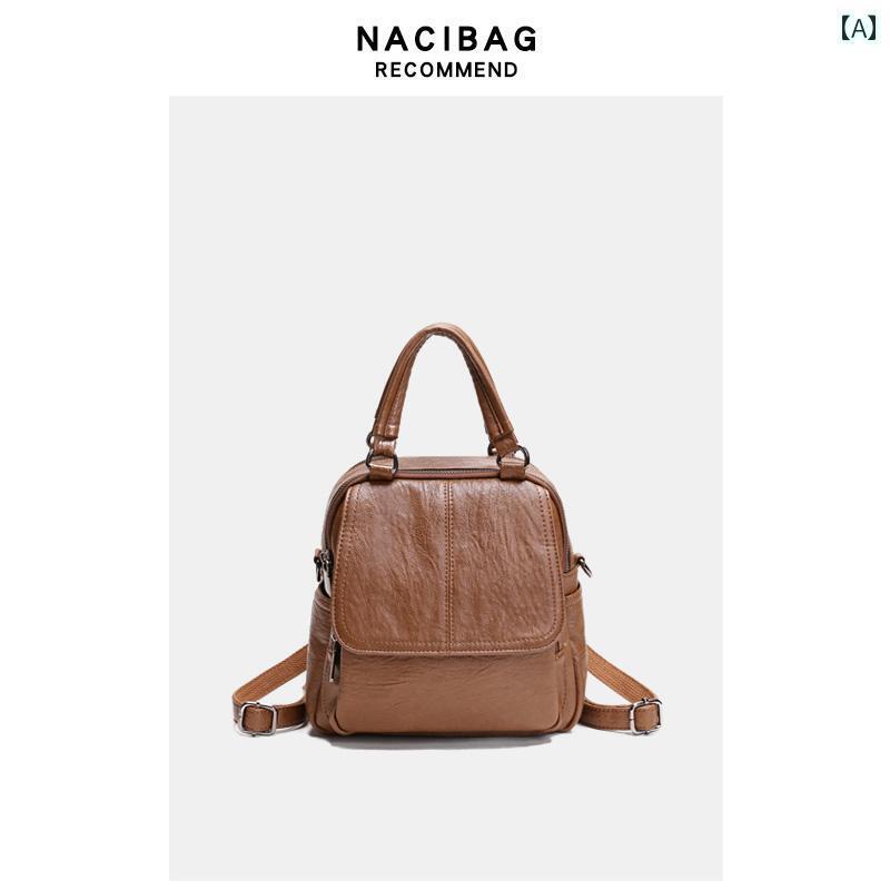 カジュアル バッグ ボストン ソフトレザー ハンドバッグ レディース 2024 ファッション大容量 バック パック レトロ ショルダー メッセンジャーバッグ レジャー 3 目的 バッグ